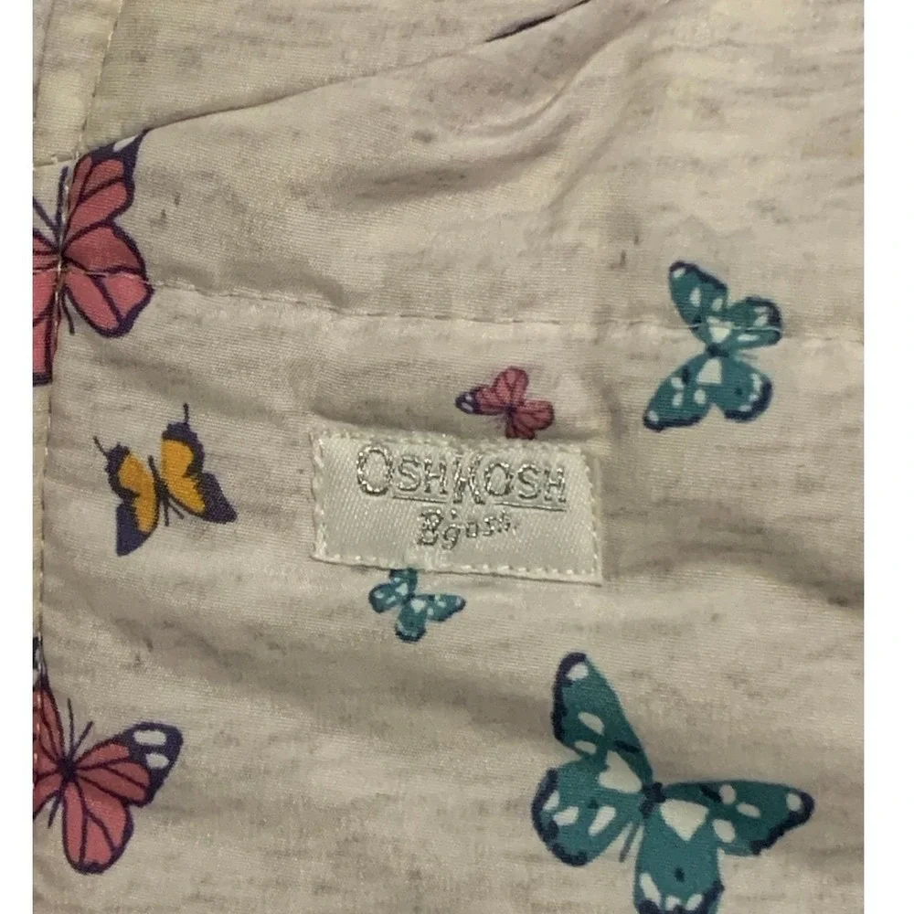 OshKosh B'gosh Snowsuit Baby Girl 6-9M Gray Butterfly Puffer Hooded Wintercore
